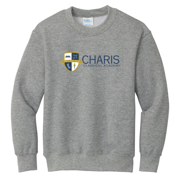 Port & Co Charis Classical Academy Printed- - Youth Core Fleece Crewneck Sweatshirt Thumbnail