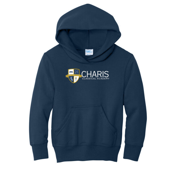 Port & Co Charis Classical Academy Printed- - Youth Core Fleece Pullover Hooded Sweatshirt Thumbnail