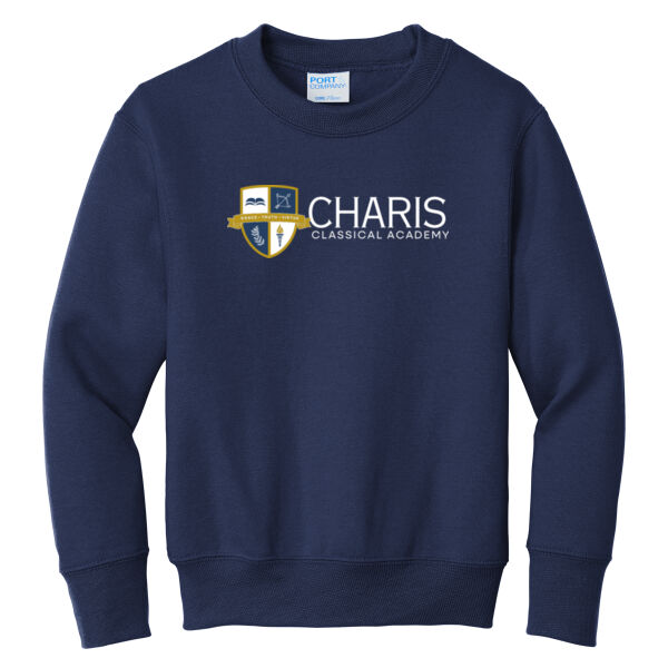 Port & Co Charis Classical Academy Printed- - Youth Core Fleece Crewneck Sweatshirt Thumbnail