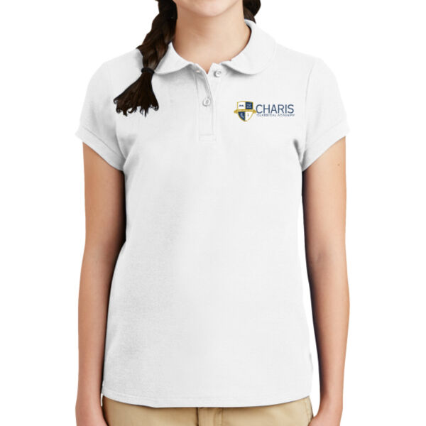 Charis Port Authority Girls Polo WHITE Embroidered Thumbnail