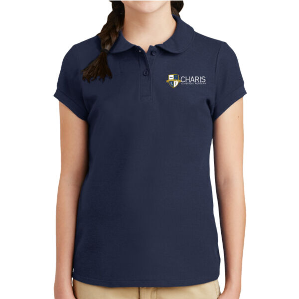 Charis Port Authority Girls Polo NAVY Embroidered Thumbnail